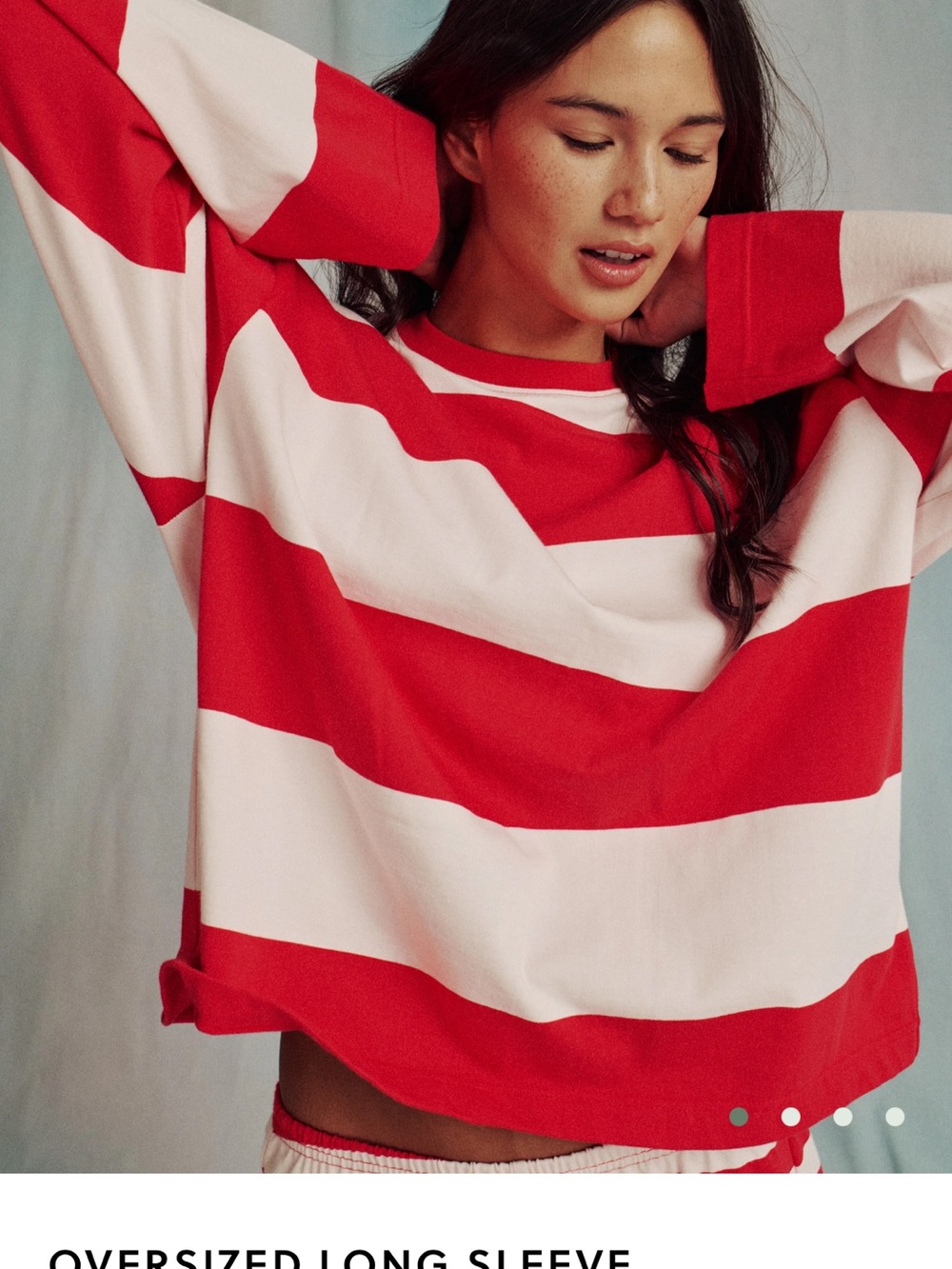 Daily Drills Oversized Long Sleeve Heart + Pale Pink Stripe